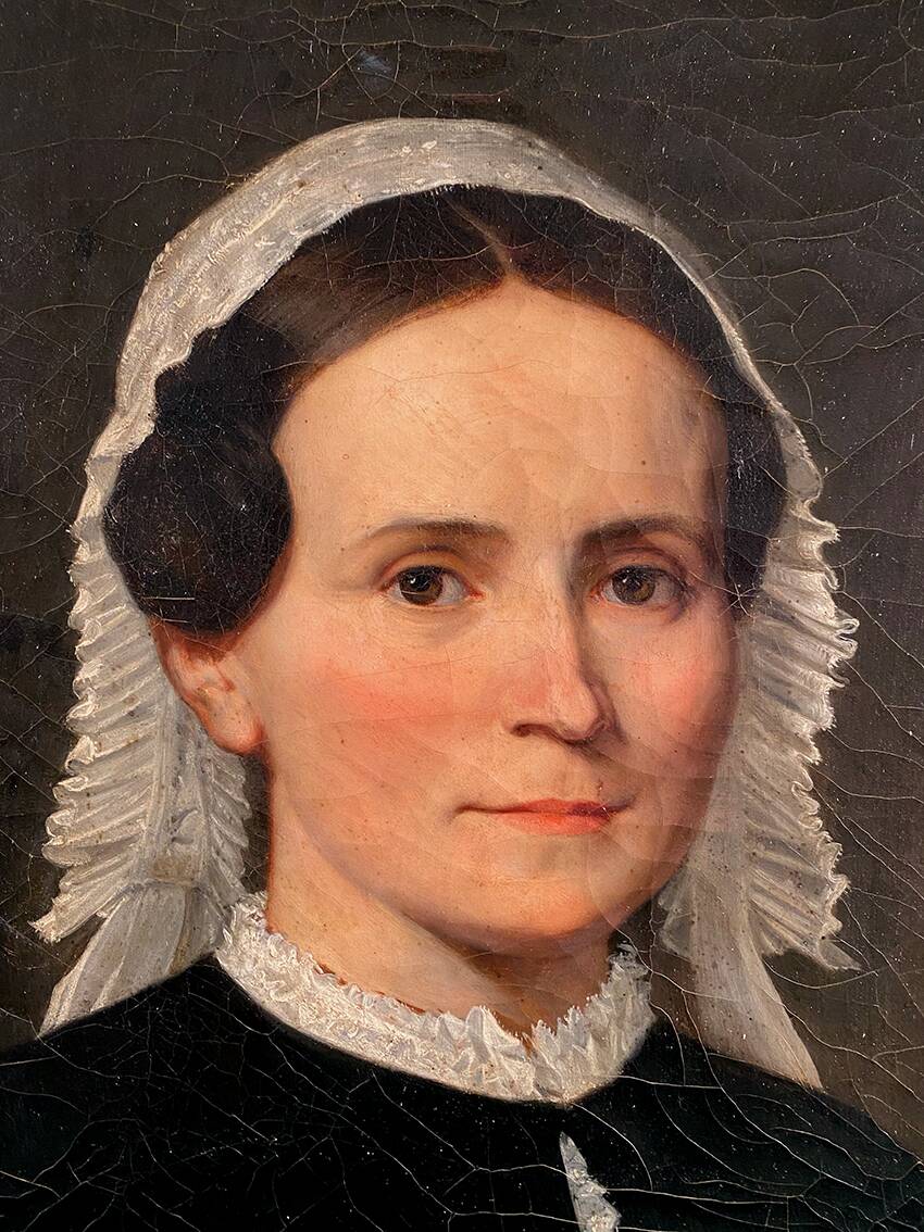 “Portrait of a woman in a black dress”, oil on canvas early 20th century