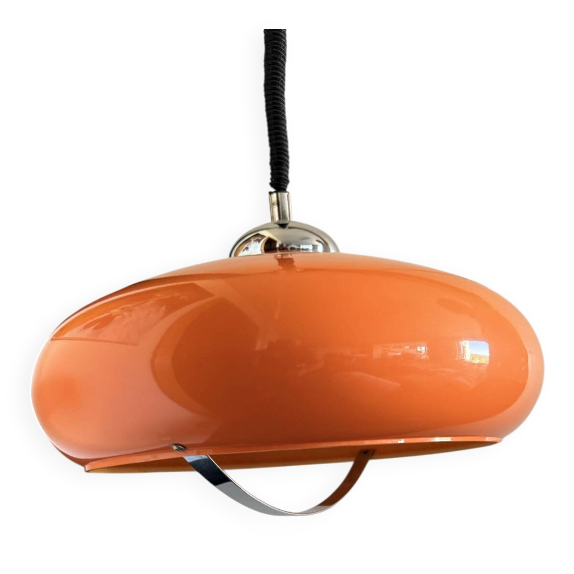 Suspension Space Age orange attribuée à Dijkstra Lampen