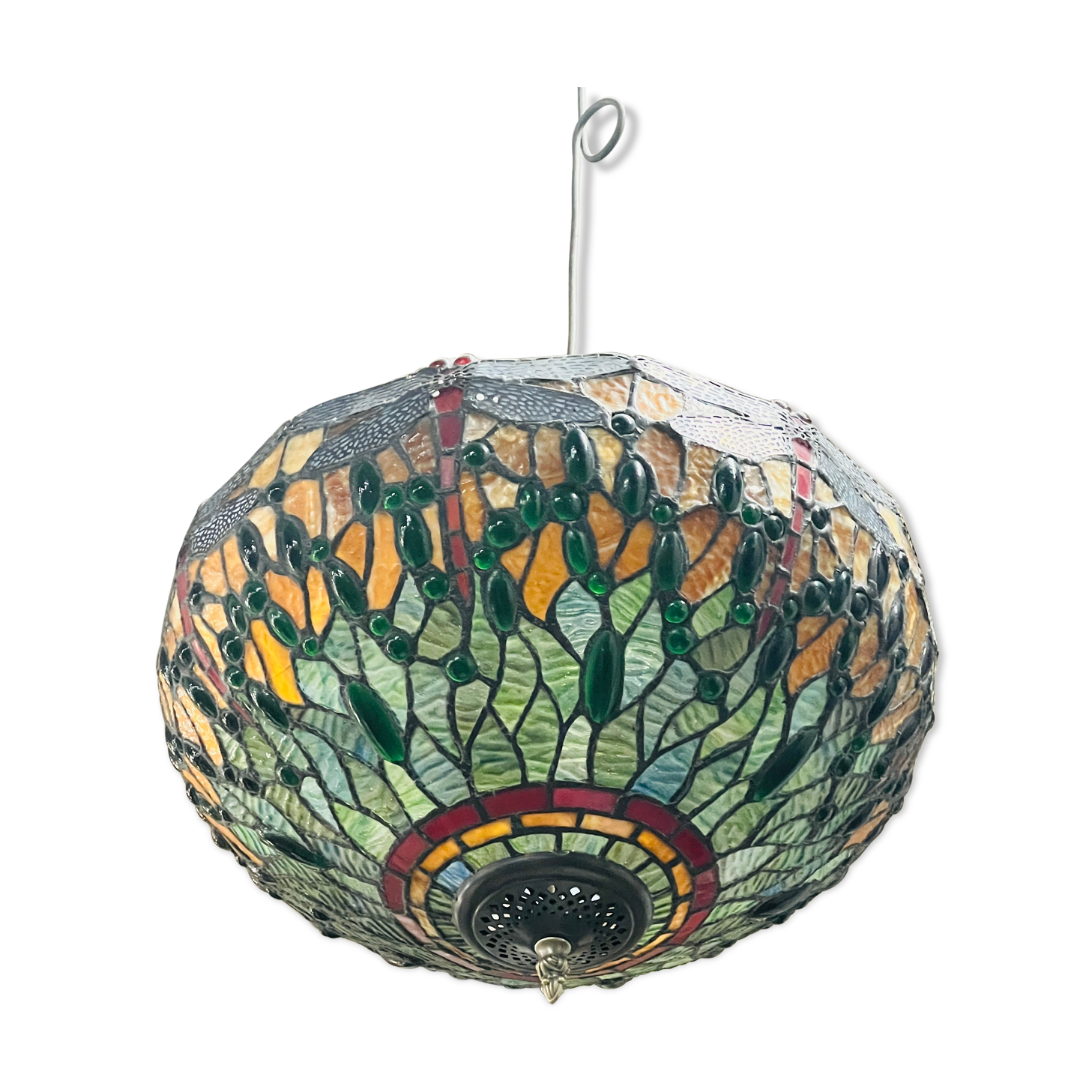 Suspension tiffany dragonfly green