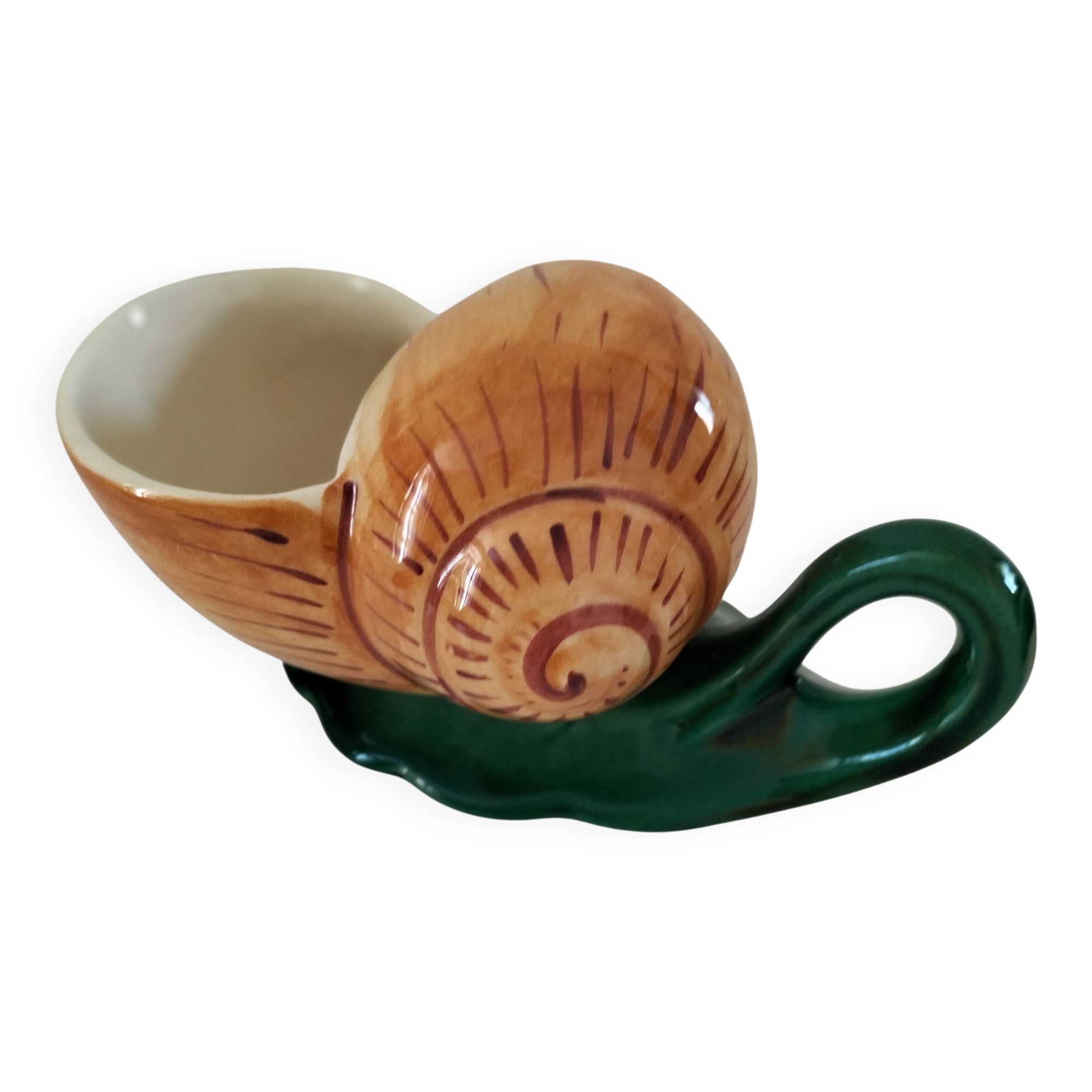 Pair of snail-shaped bowls and their leaf-shaped saucers – 1950s-1960s