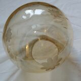 2 suspensions globe boule en verre soufflé ciselé ambré