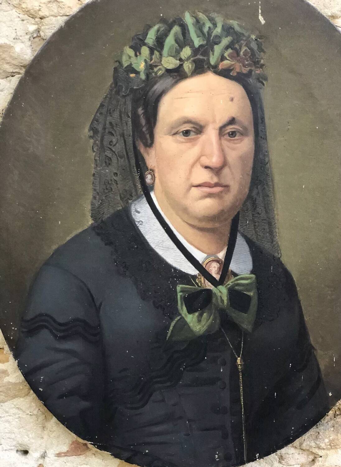 Oil painting on canvas XIX portrait Chevalier d'Eon