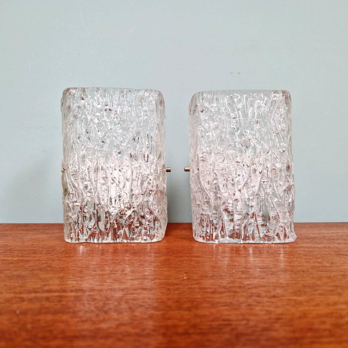 Pair of frosted glass wall sconces, J.T. Kalmar, 1960-70