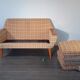2-seater sofa in teck and beige wool, vintage scandinavian 1960s