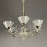 Venetian chandelier in murano glass circa 1940 vetro a reticello