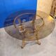 70s smoked glass and rattan table
