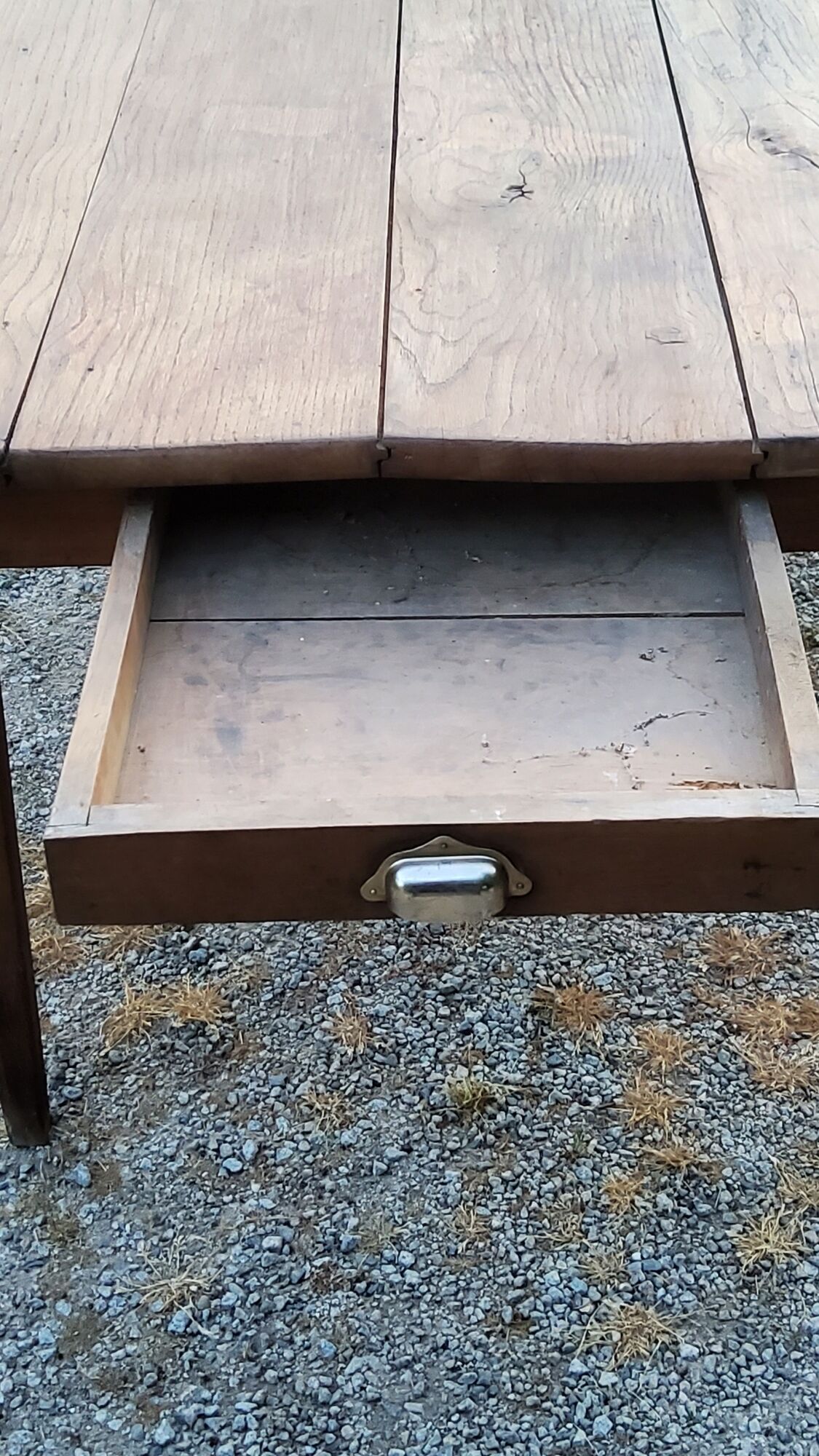 Oak farmhouse table nineteenth century feet spindles 2 drawers 199cm