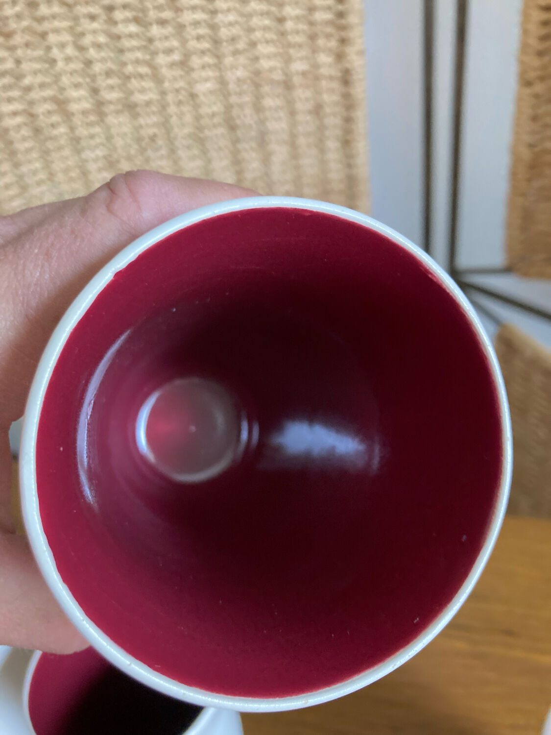 Set of four enameled stoneware glasses