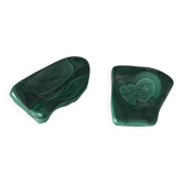 Pair of Vintage Polished Malachite Catchalls / Trinket Trays