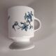 Set of 4 blue flower mugs / cups in Limoges porcelain Castel