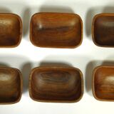 Set of 6 teak bowls 15 x 10