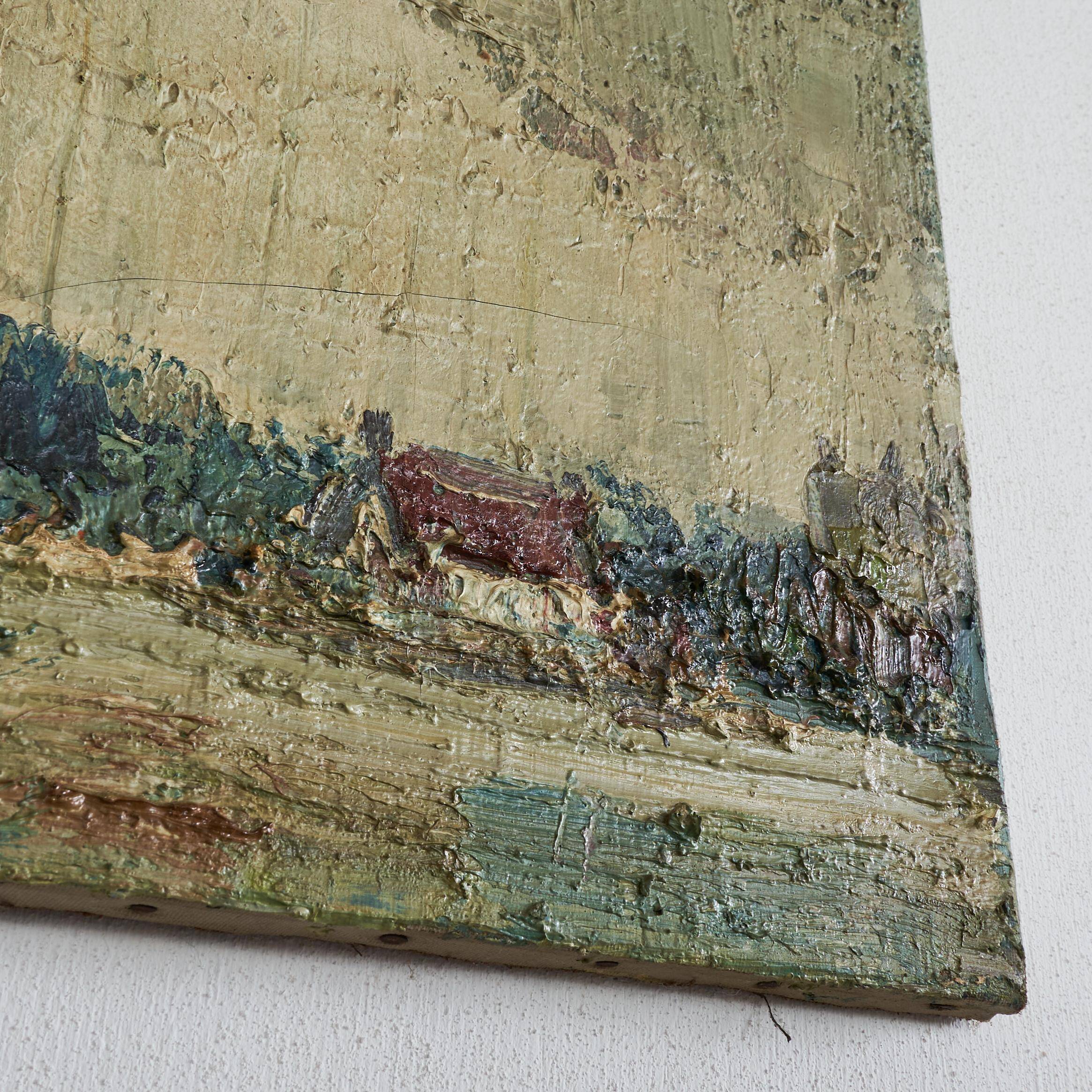 Paysage néerlandais huile sur toile 1940