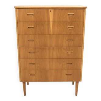 Commode scandinave "tallboy" en chêne, Suède, 1950