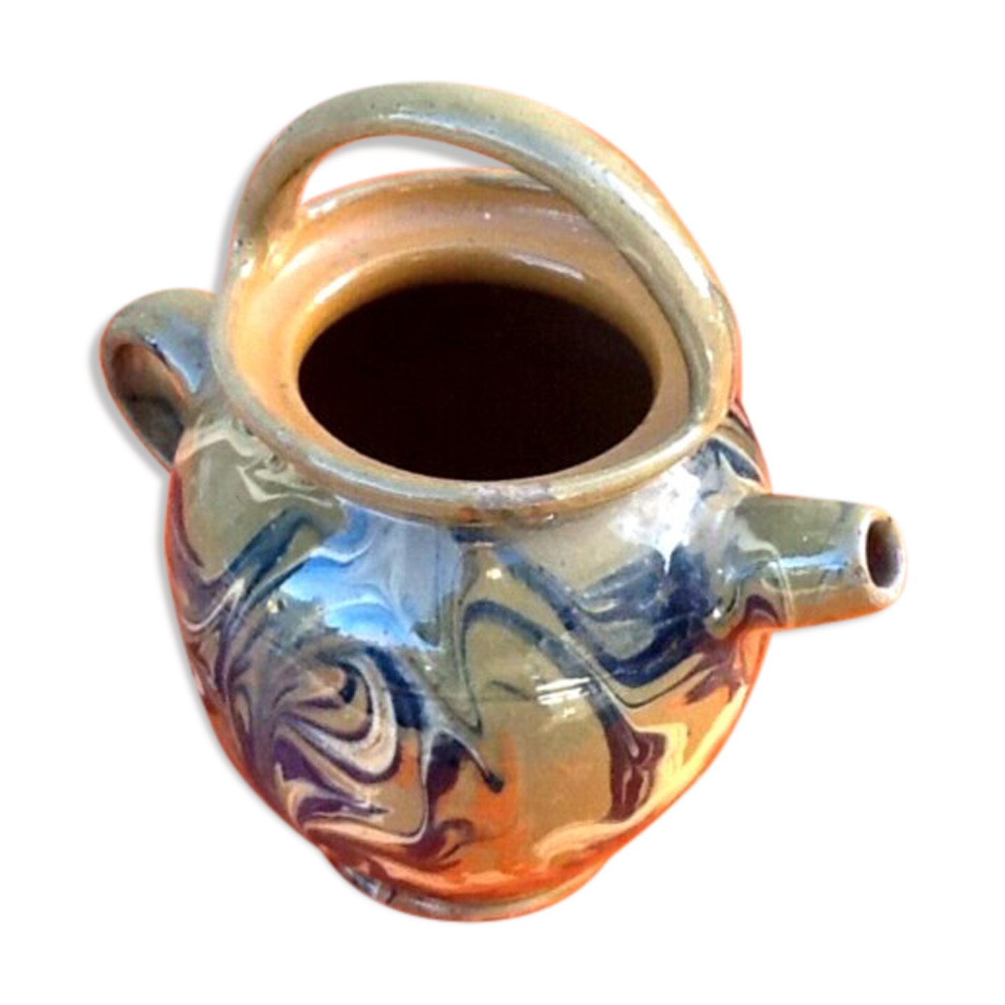 Water jug provençal glazed terracotta marbled effect 1940