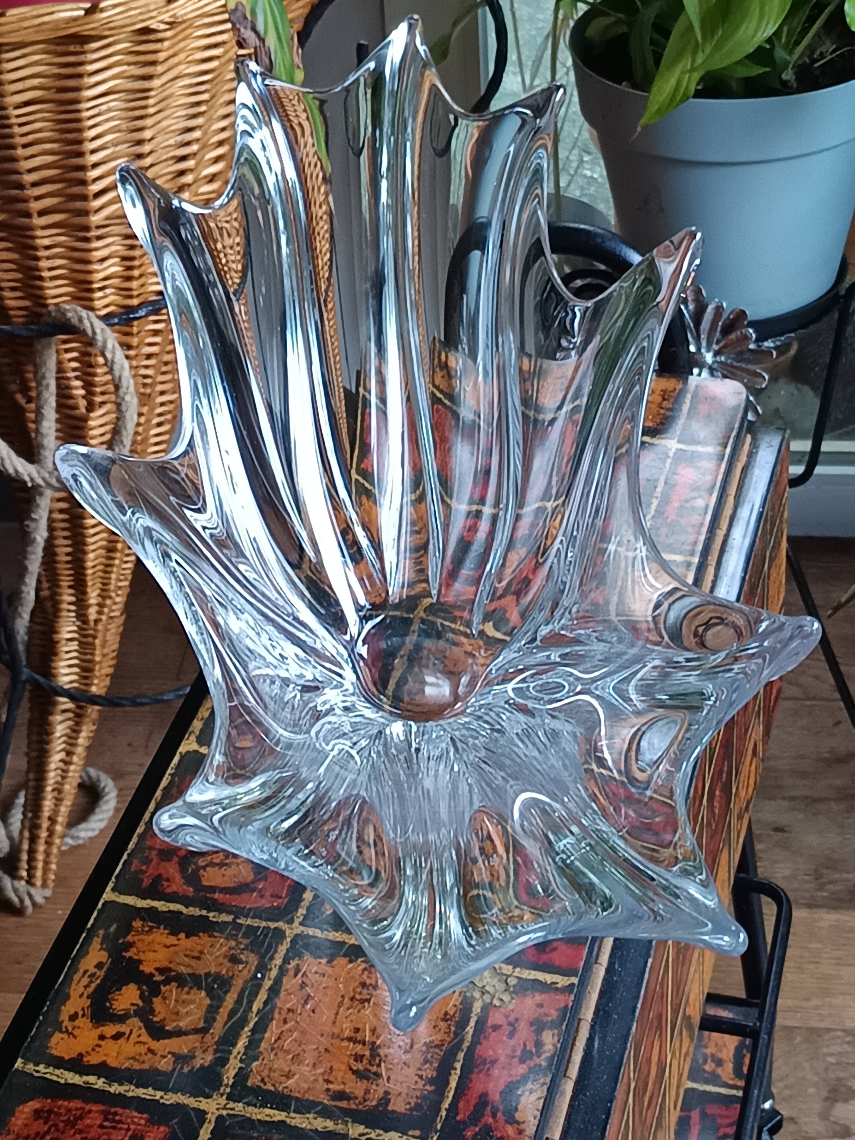 Large crystal fruit bowl signed daum