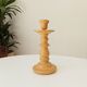 Vintage candle holder in weathered yellow wood