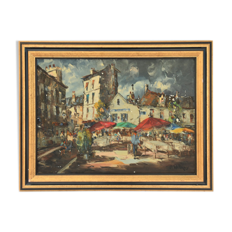 Oil on canvas view of montmartre
