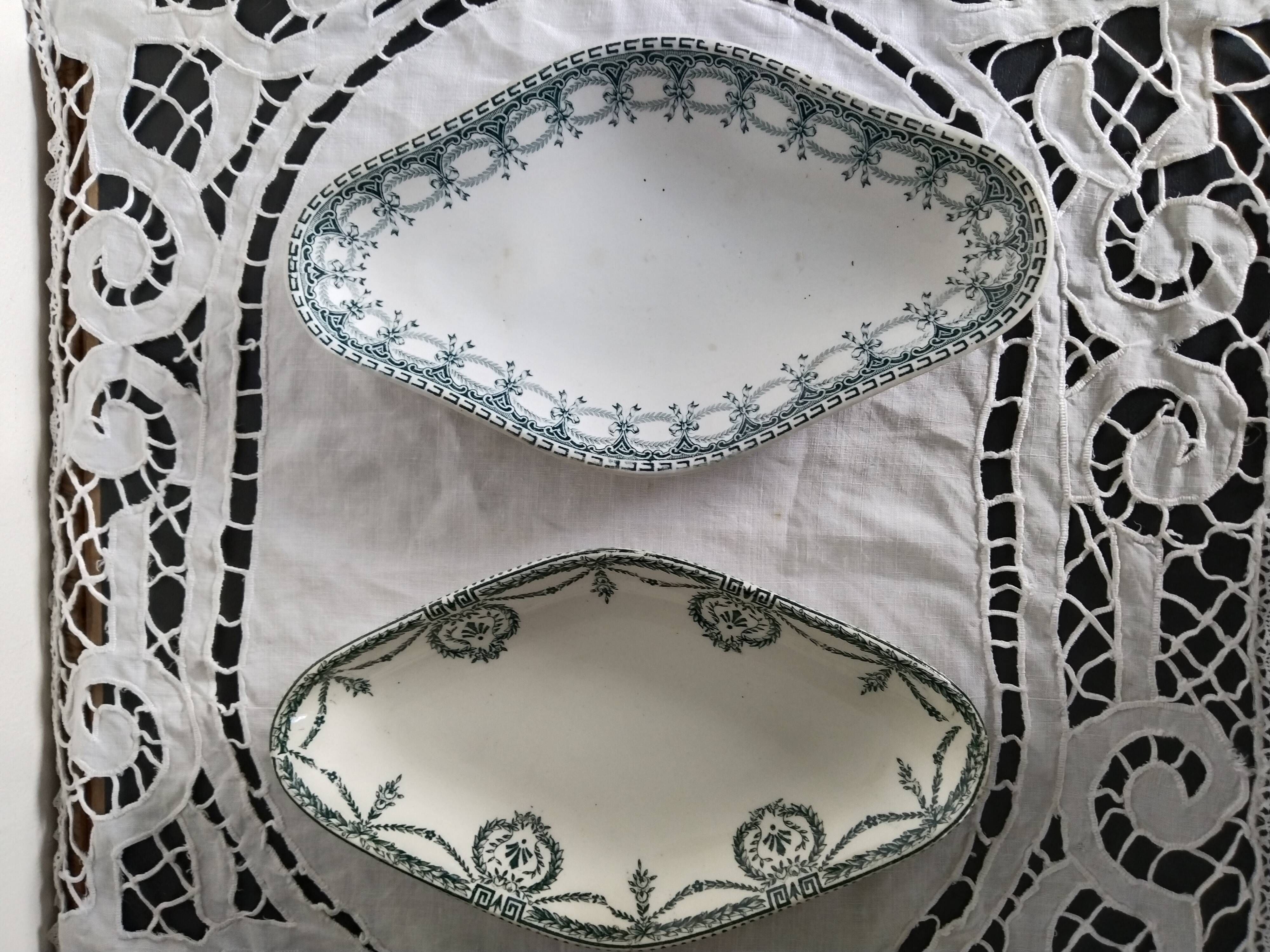Lot of 2 earthenware bowls from Sarreguemines, Terre de Fer, Mazarin, Choisy