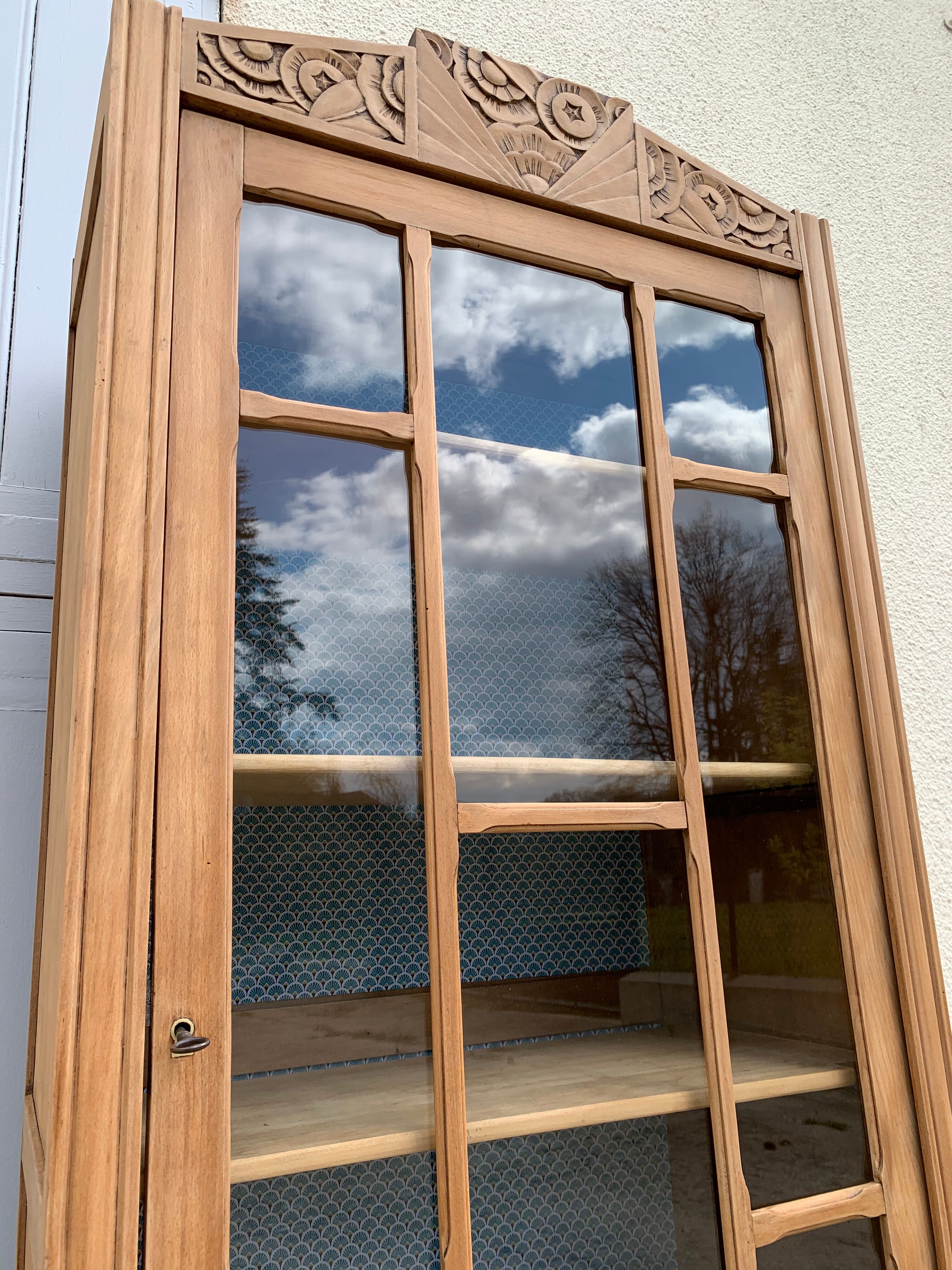 Art deco glass-glazed parisian wardrobe
