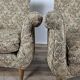 Paire de fauteuils fleuris années 70 avec pieds en bois