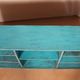 Old Burmese teak workshop shelf original blue patina