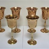 Set of eight vintage solid brass walking glasses
