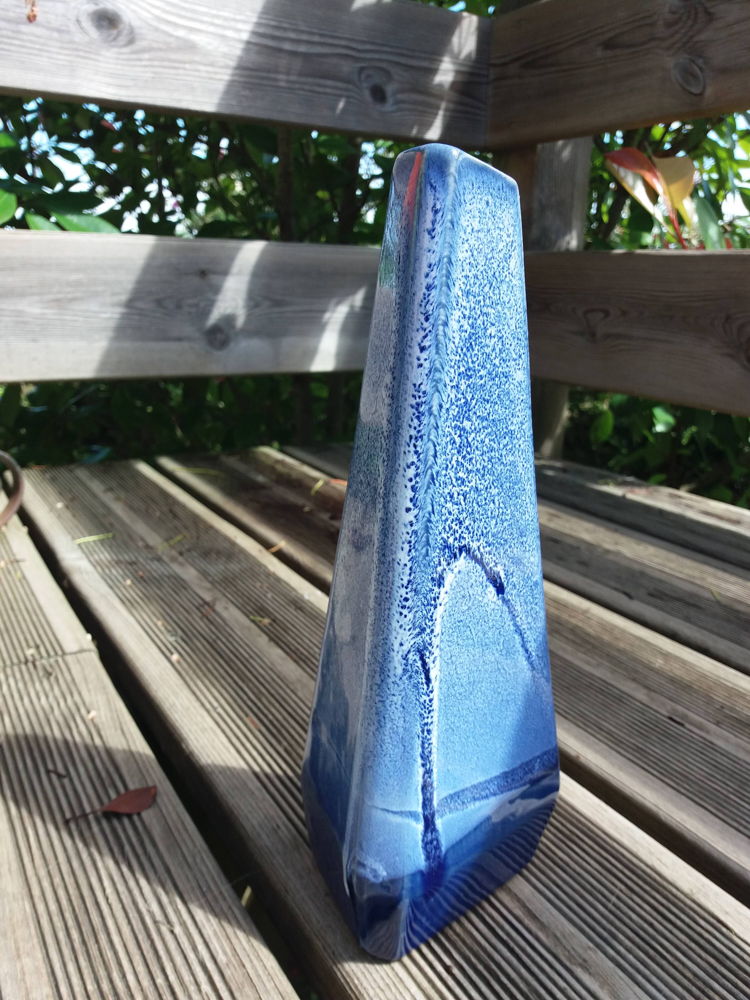 Geometric speckled glazed ceramic vase