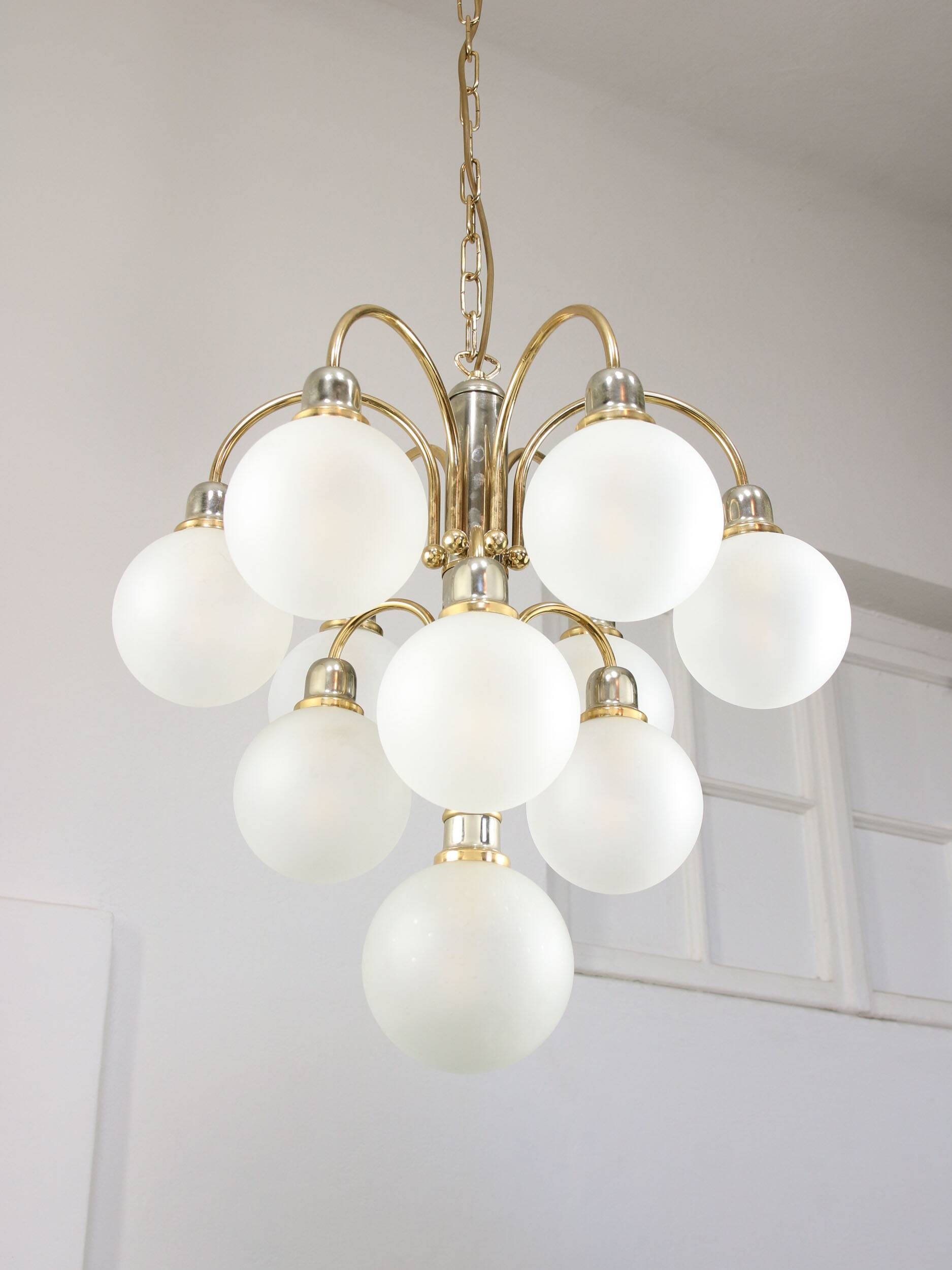 Vintage Orion Brass Ball Chandelier: Mid-Century Modern Sputnik Lighting