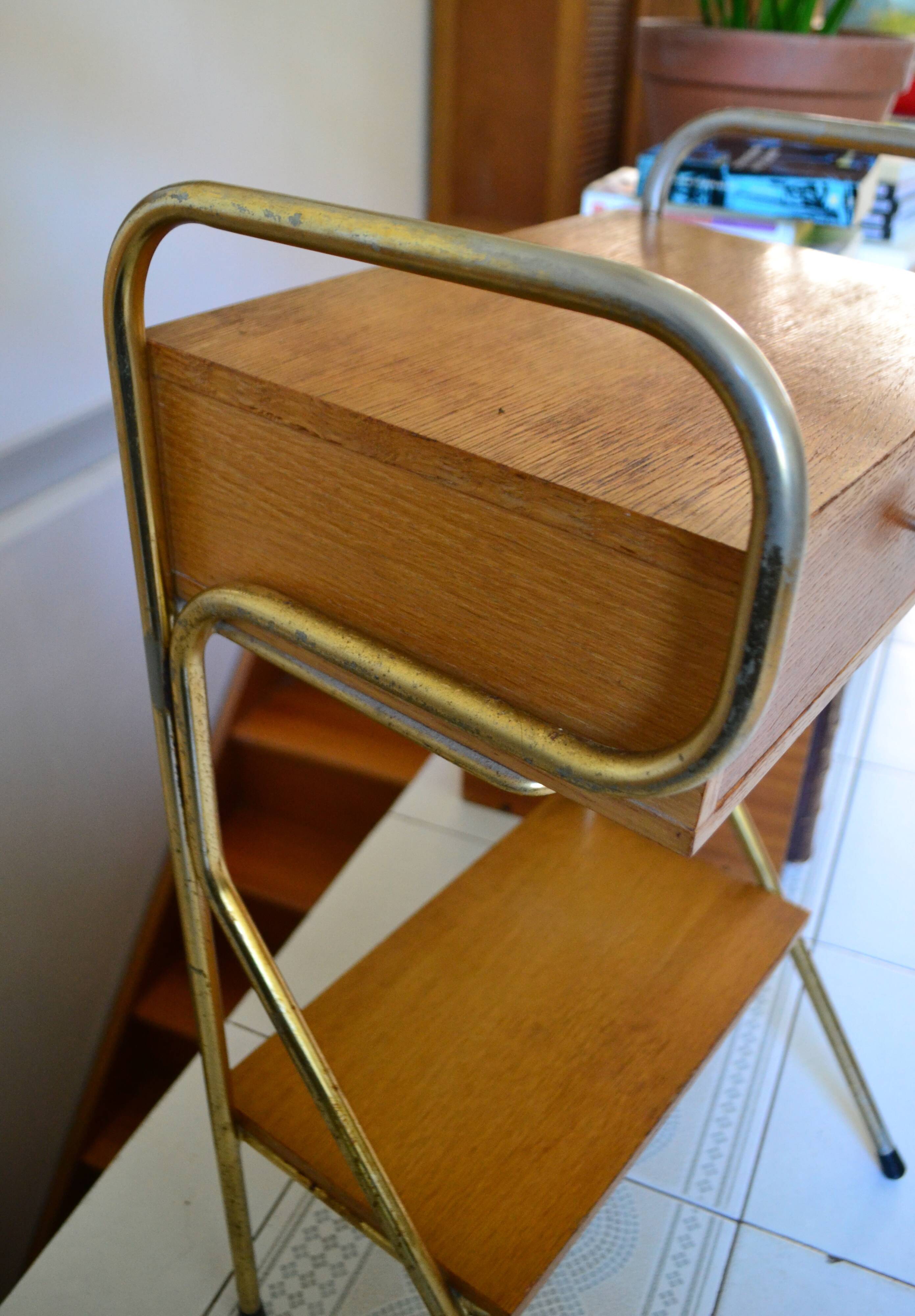 Bedside table in the style of Jacques Hitier, 1960s.