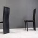 Vintage black leather high back dining chairs, set of 6, 1980s