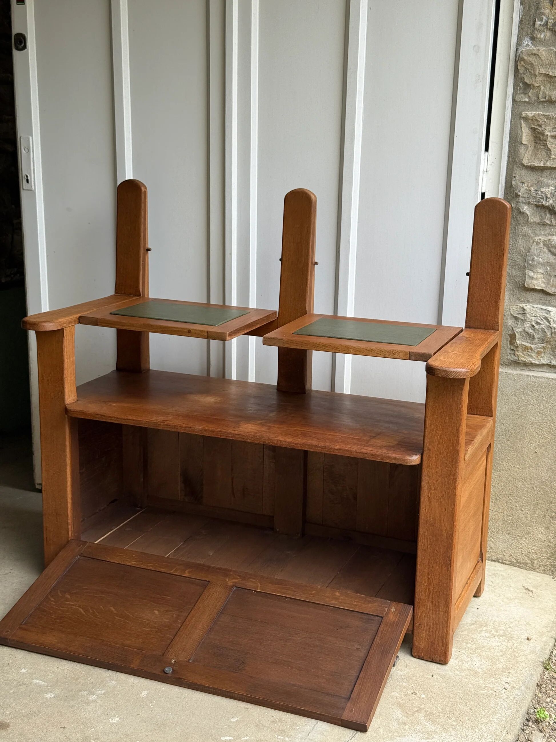 Singing bench / bench with storage chest in solid oak