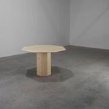 Mid-Century Italian octagonal Travertine Dining Table, 1980s