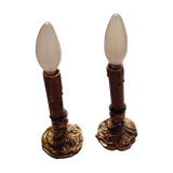 Pair of bronze bedside lamp, 19th