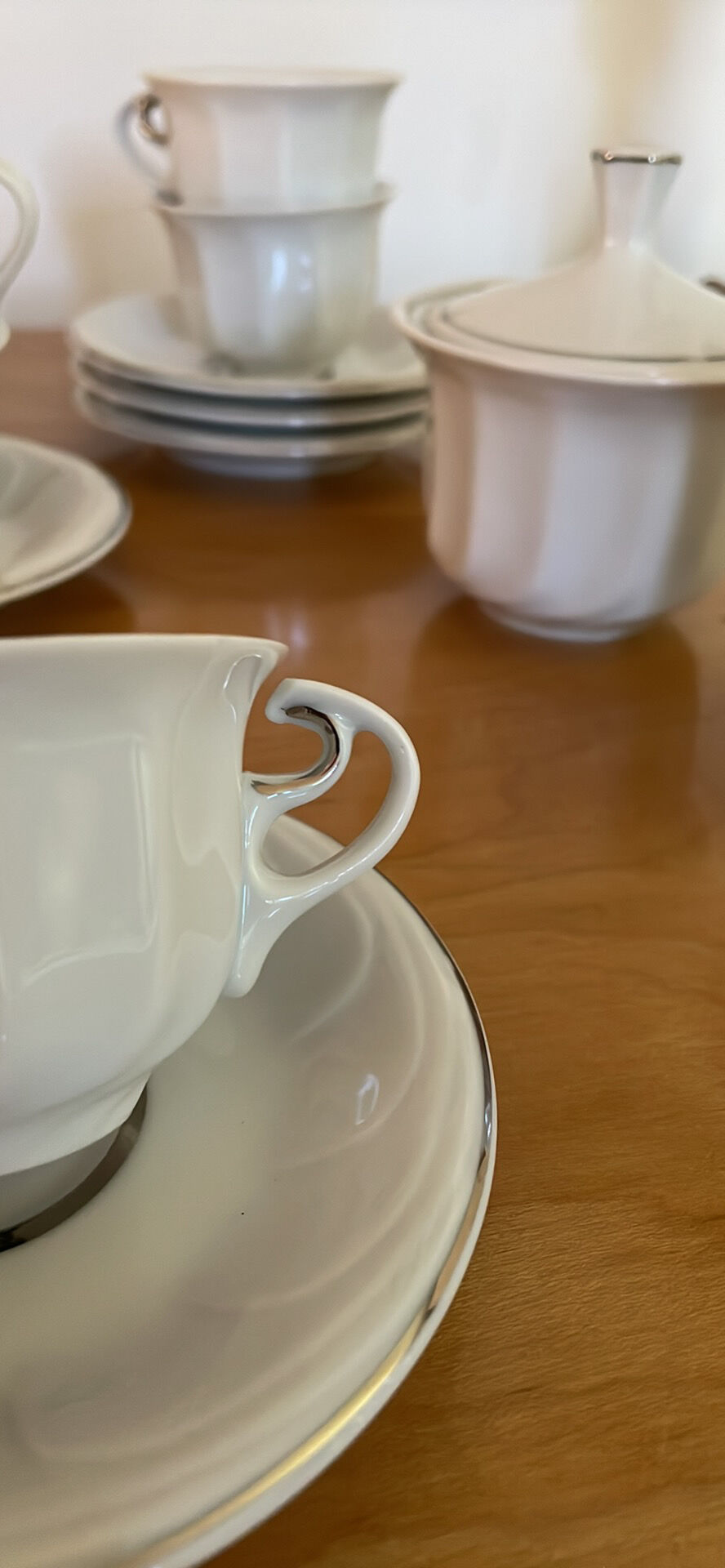 Vintage white porcelain coffee service from hollóháza hungary