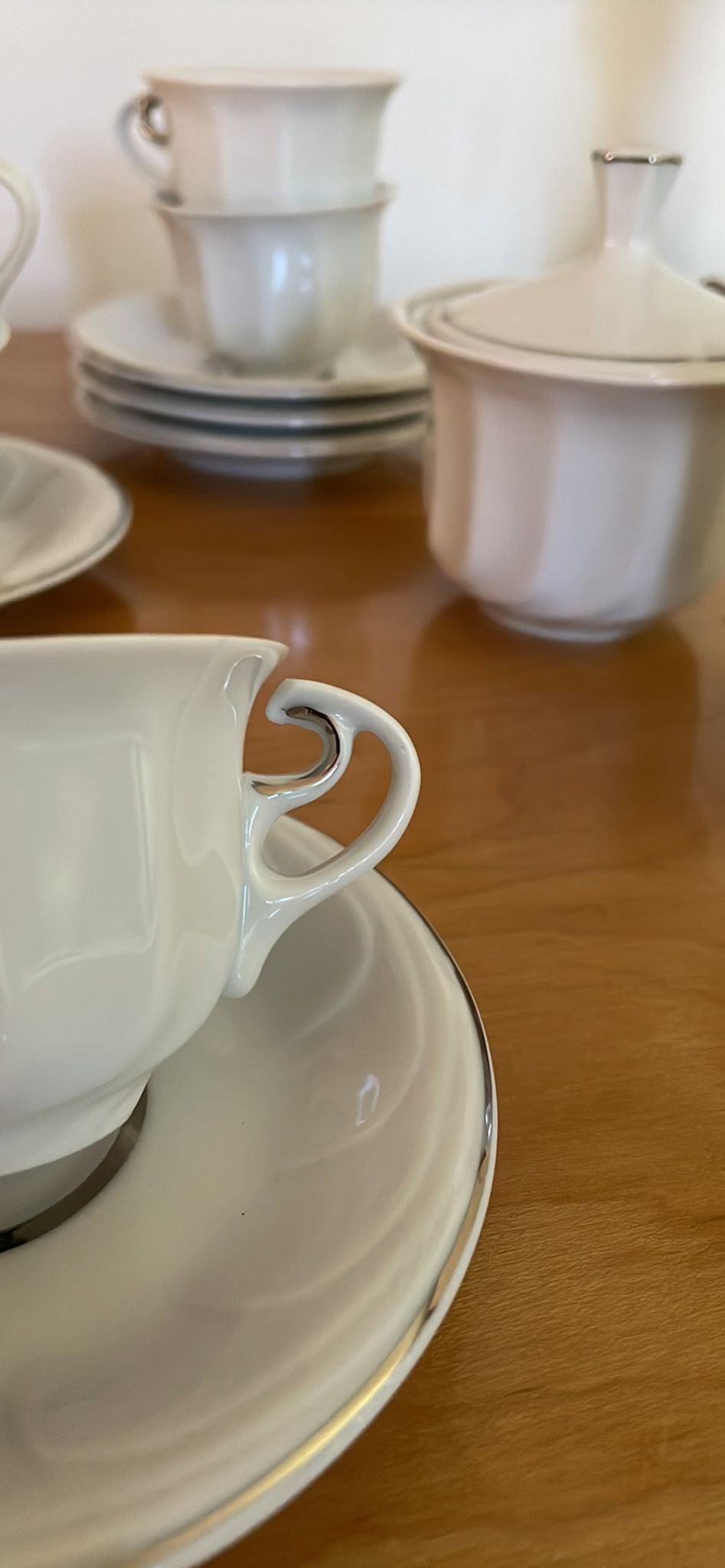 Vintage white porcelain coffee service from hollóháza hungary