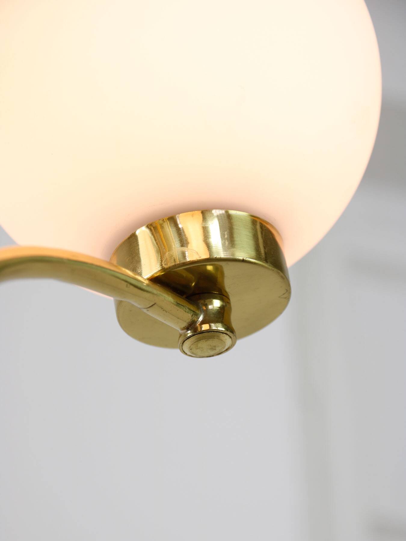 Mid-century Italian Brass and Opaline Chandelier