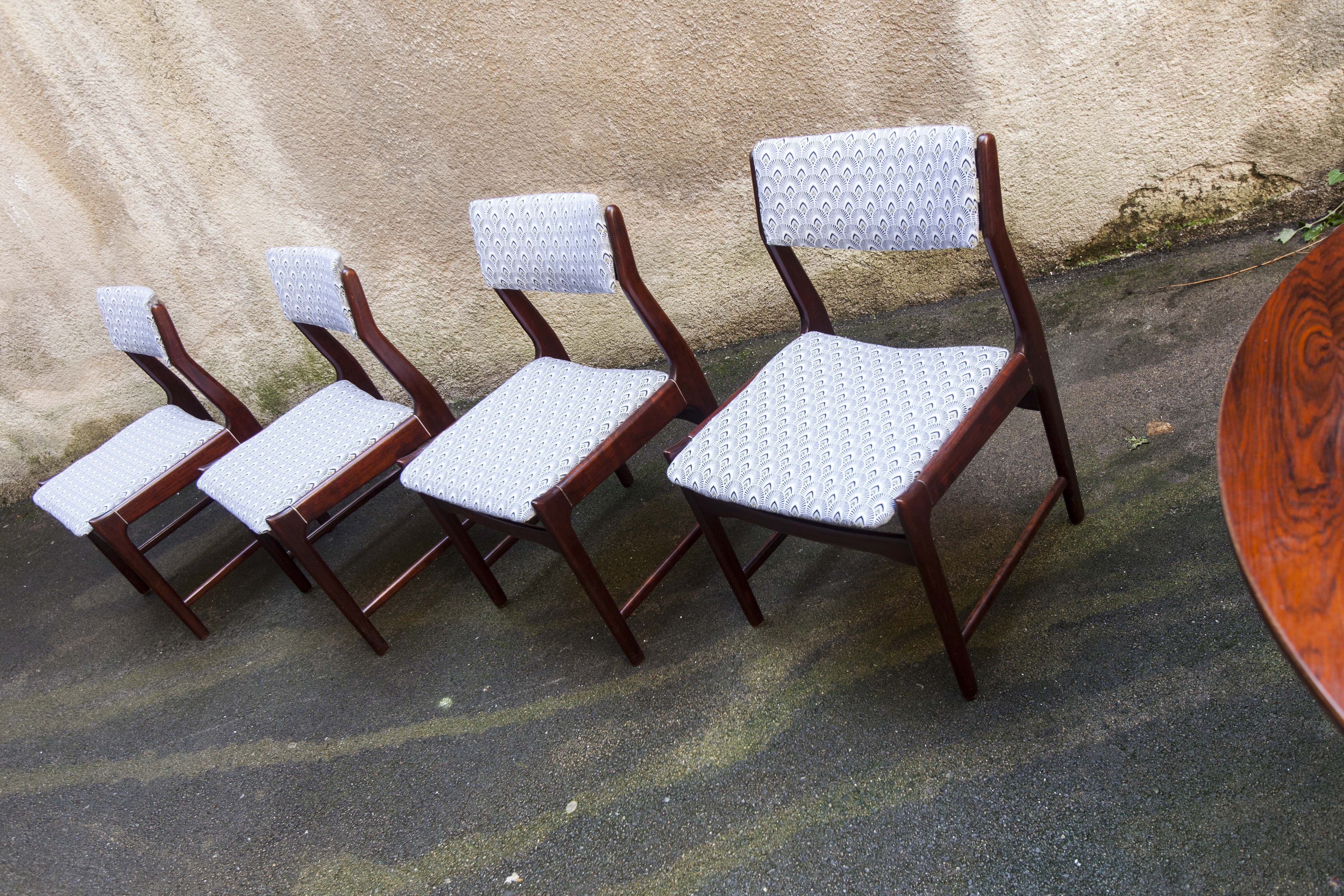 4 restored Scandinavian rosewood chairs