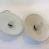 Duo of opaline hanging lamps