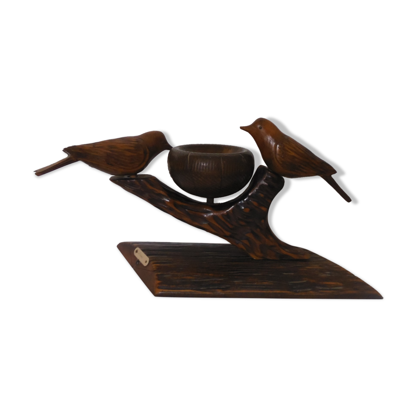 Candle holders birds carved wood