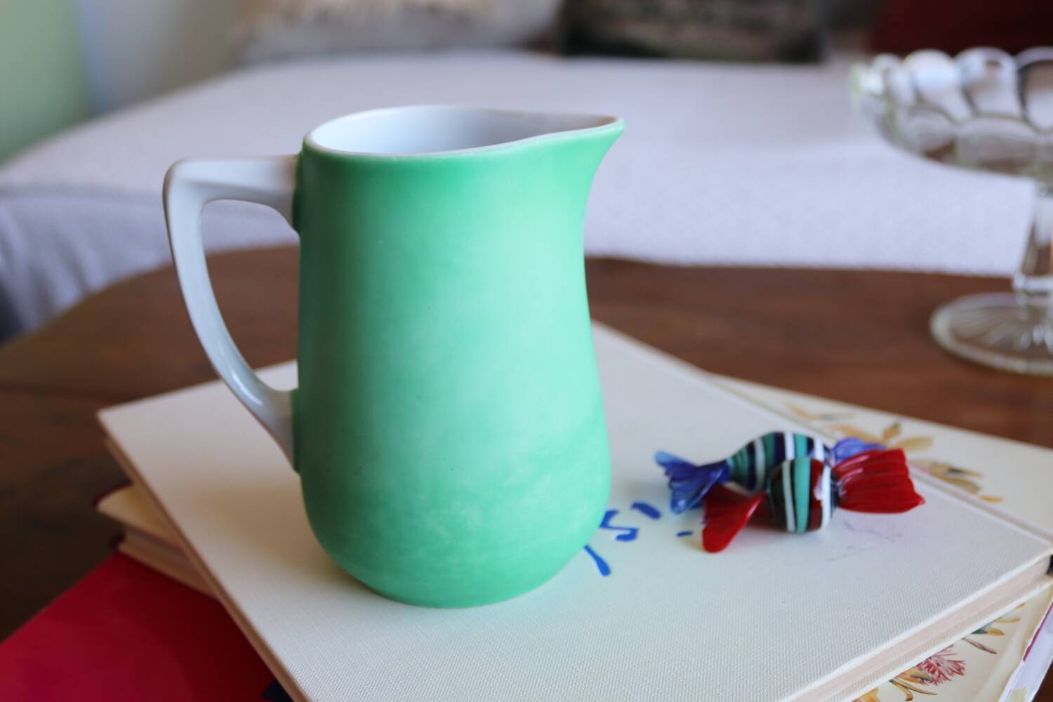 Bavarian porcelain matte green milk jug