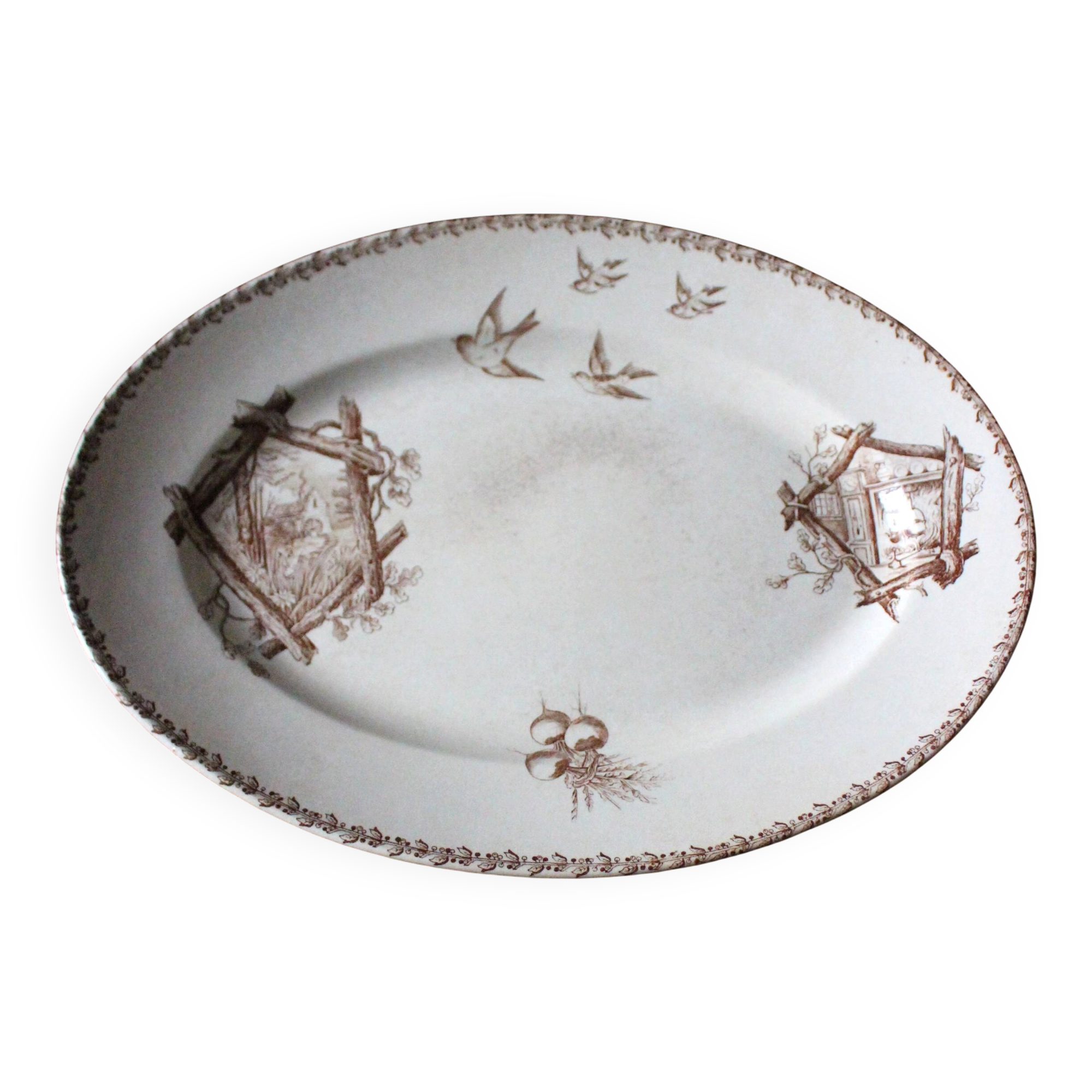 Oval sepia Oxford ironstone plate