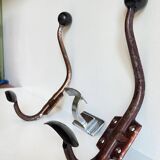Set of 3 vintage patinated metal coat hooks