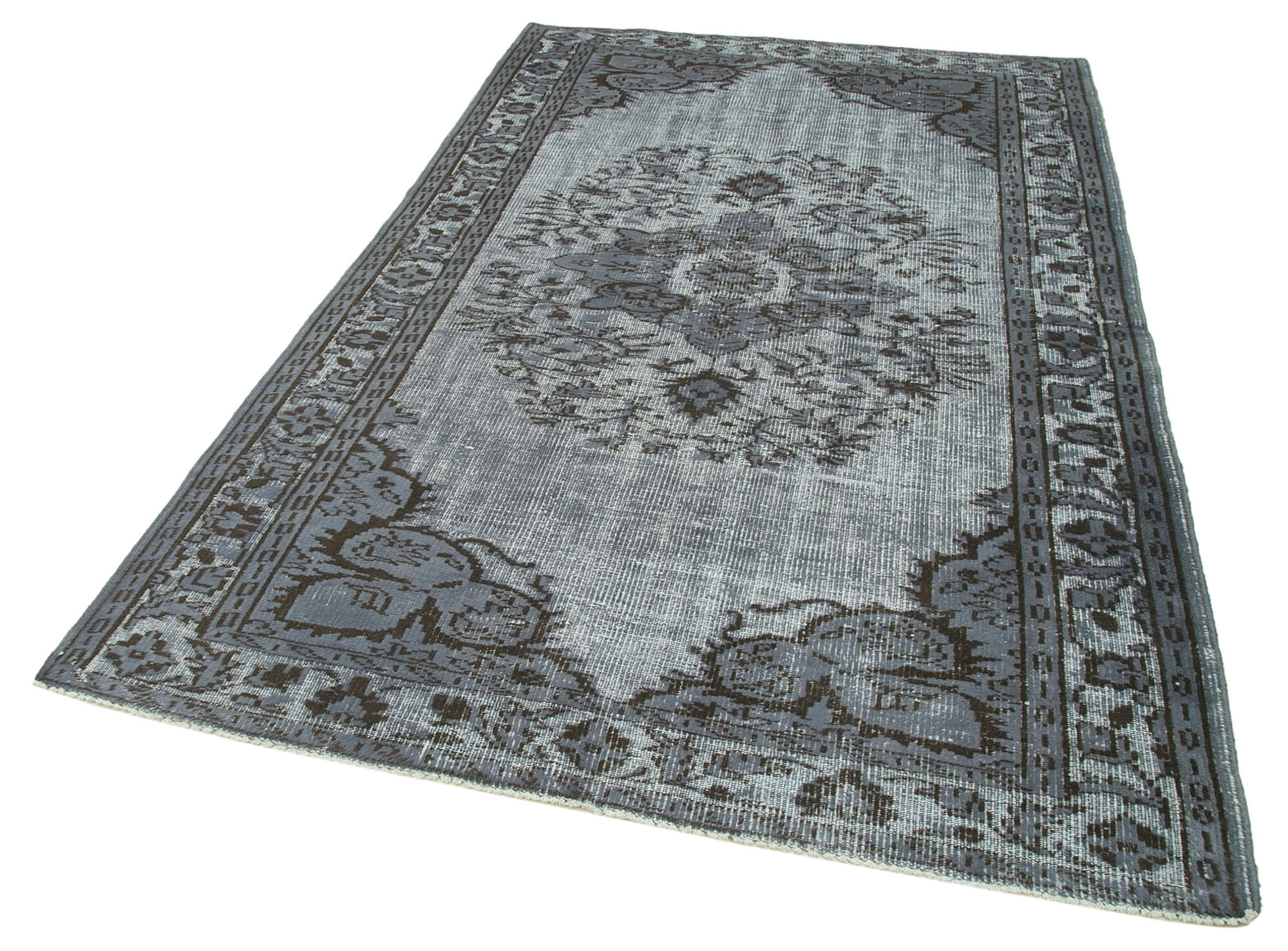 Hand-knotted rustic anatolian 1980s 160 cm x 258 cm grey carpet
