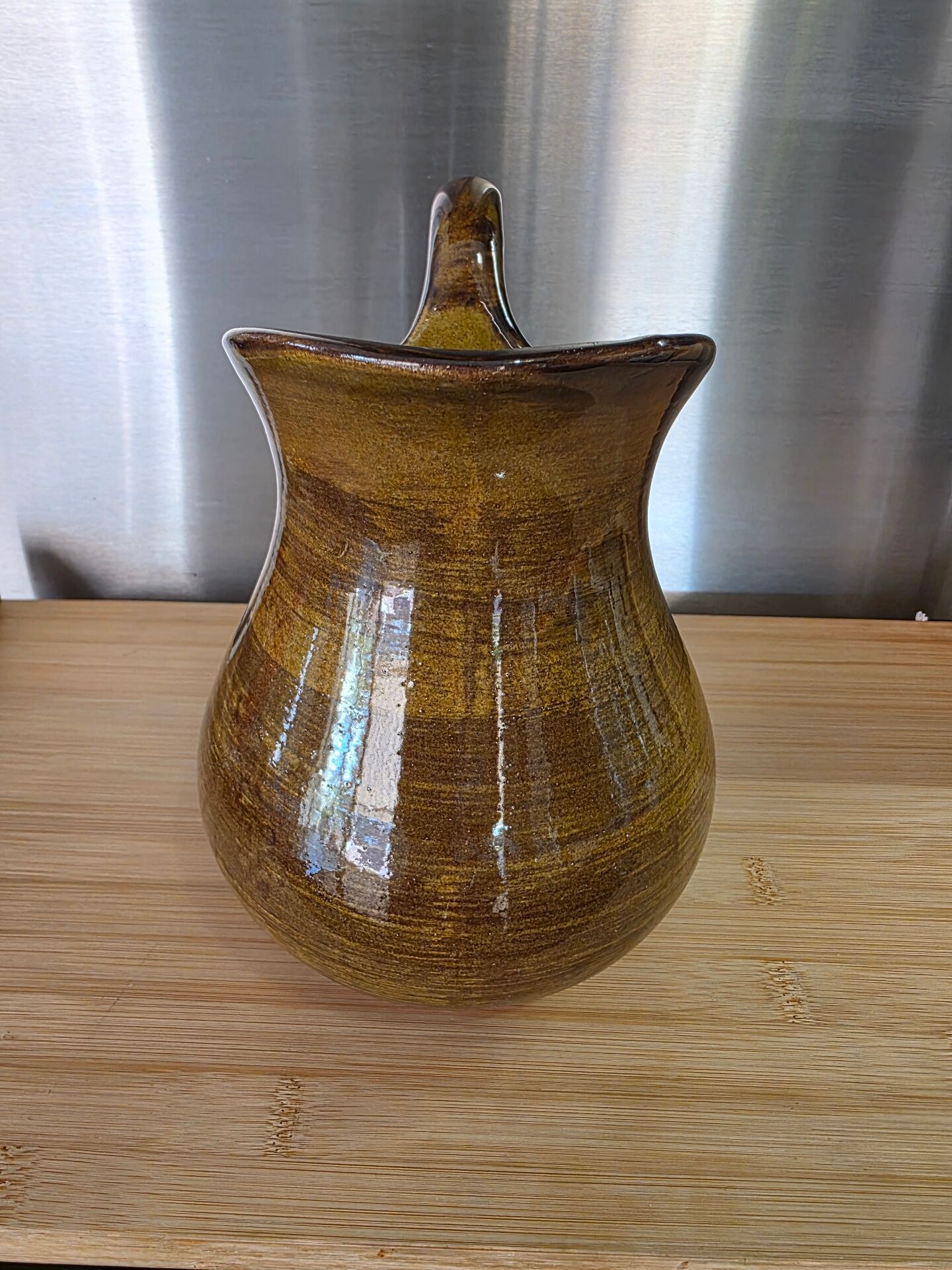 Jug / Pitcher in Saint-Clément earthenware with amber & honey glaze vintage
