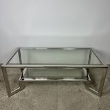 Table basse rectangulaire chromé style vintage 70'S