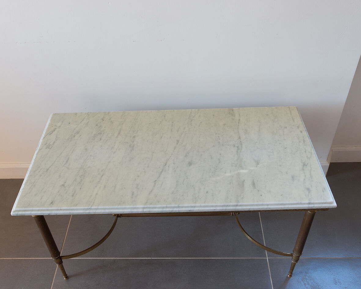 Marble and brass coffee table