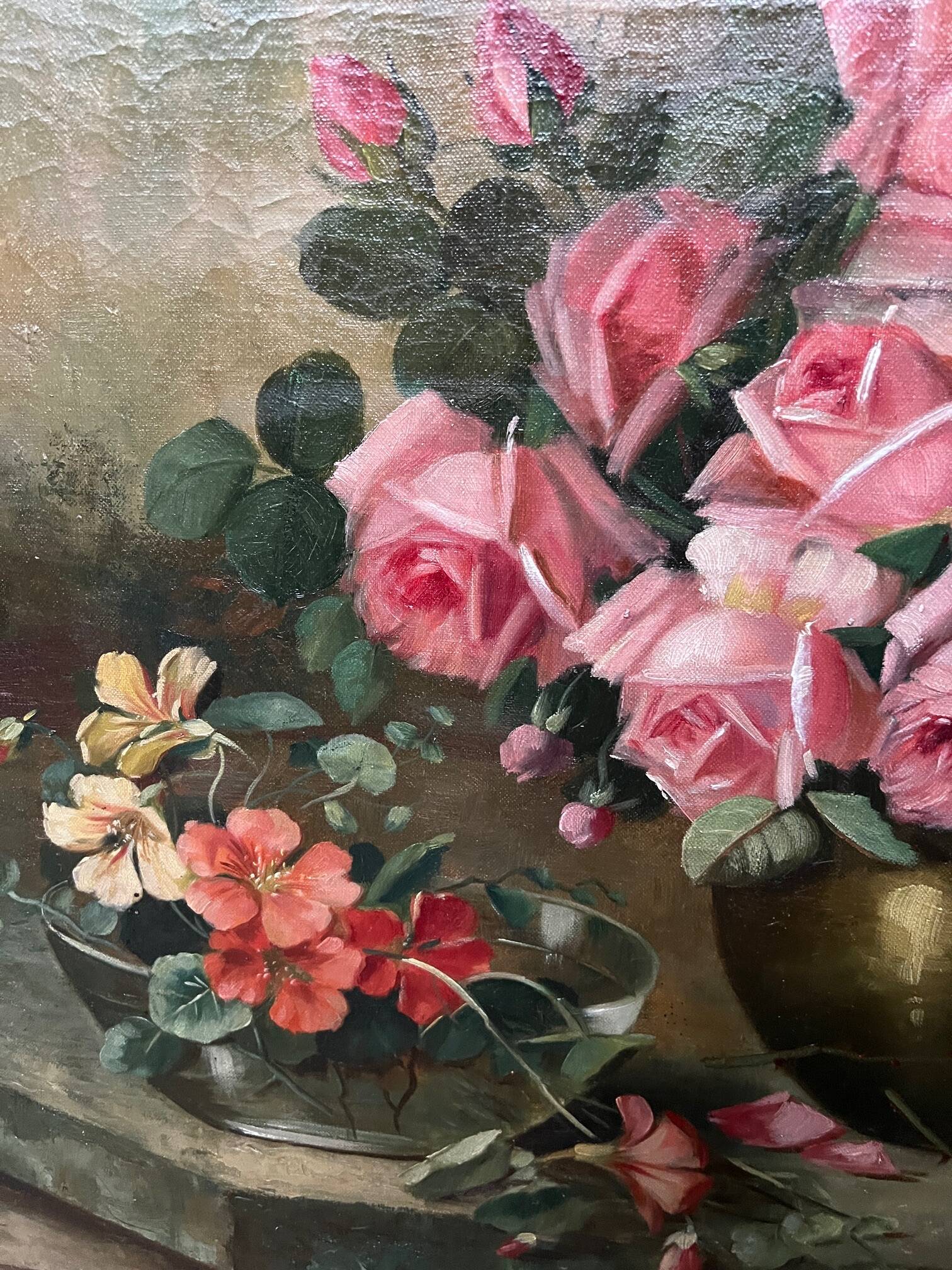 Jan van Steensel, still life with roses. Beautiful frame.