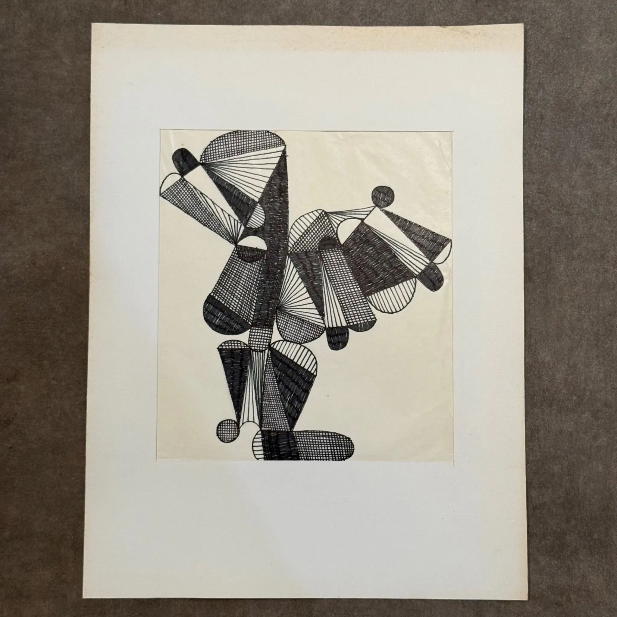 Dessin composition moderne 1970 par François de Chabot