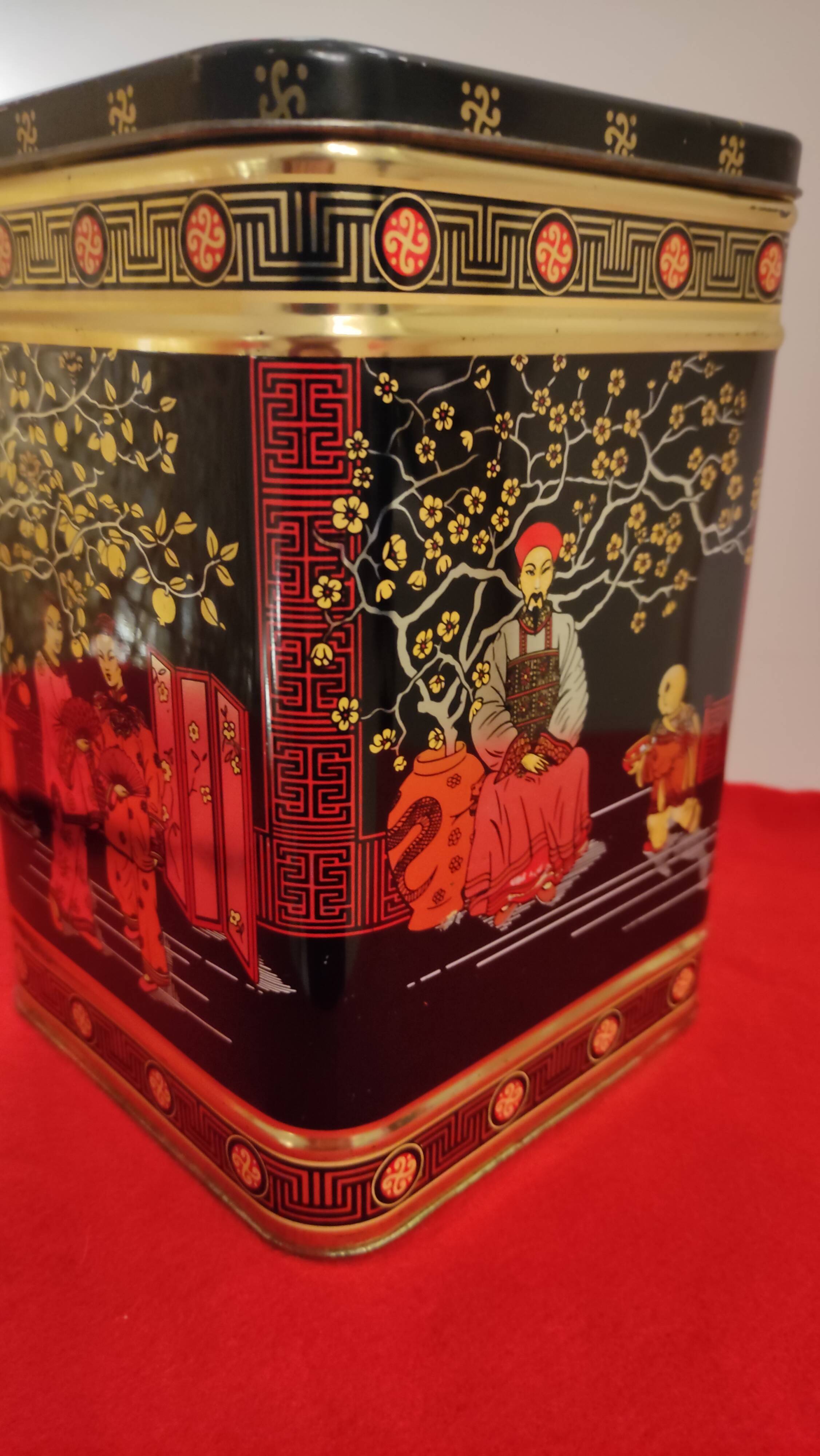 English metal tea box