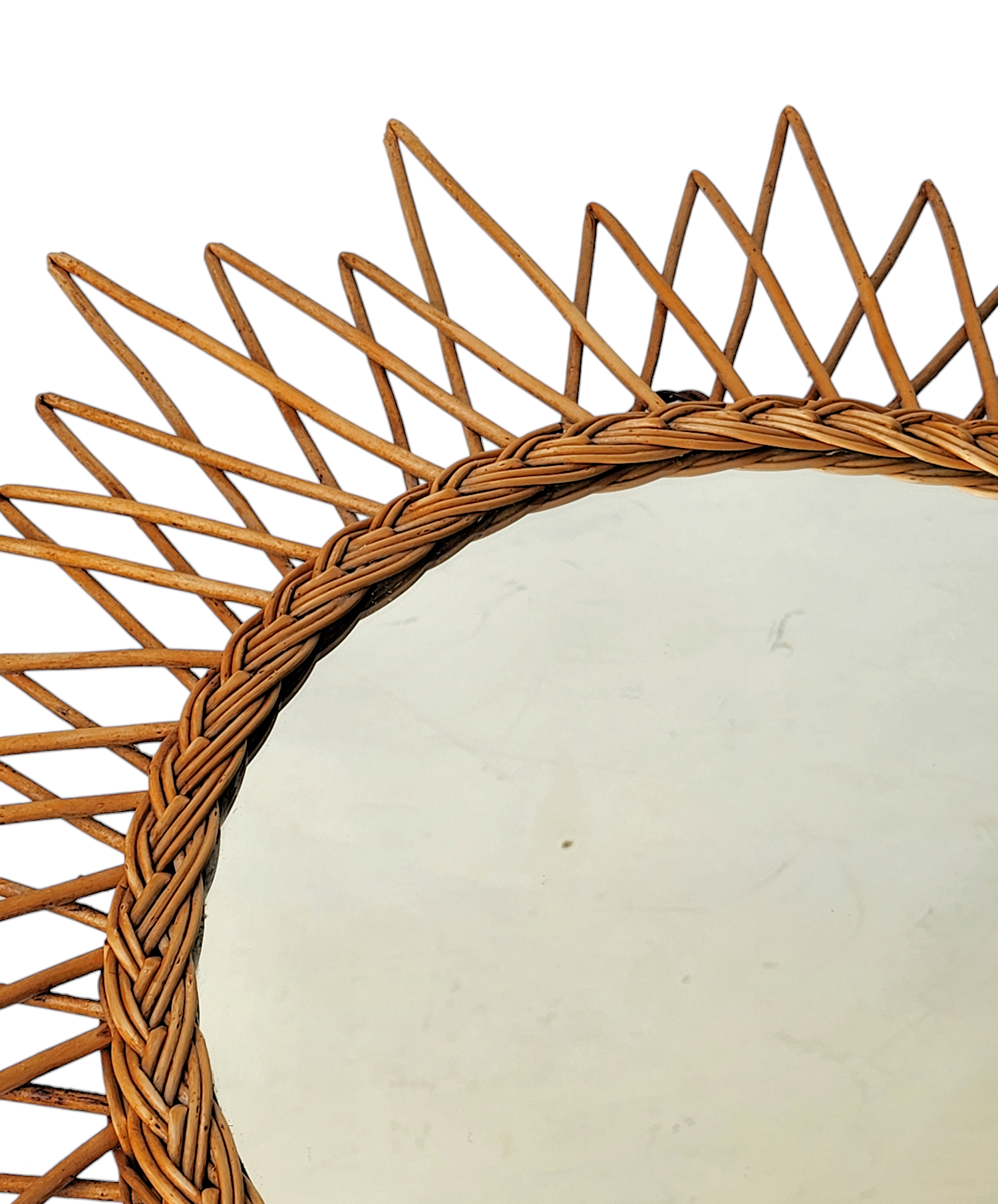 Vintage rattan sun mirror 65 cm